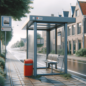 Hufterproof bushokje met bank en prullenbak